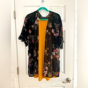 Yellow dress, with flowery blouse